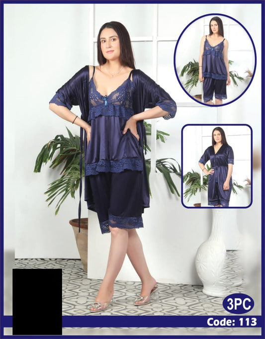Bridal Nighty Women 3 Pcs Set Women Sleepwear